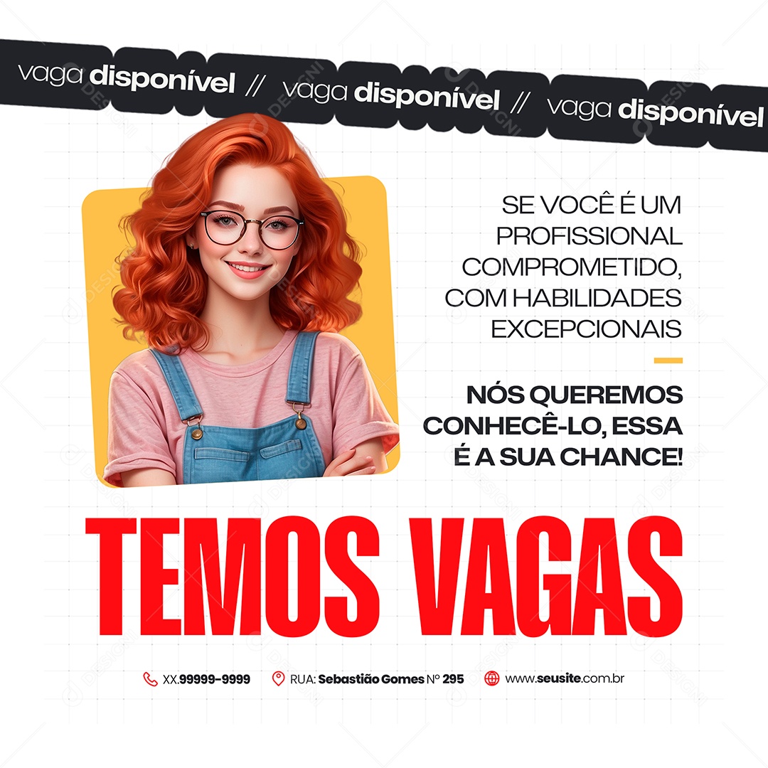 Temos Vaga de Empregos Social Media PSD Editável