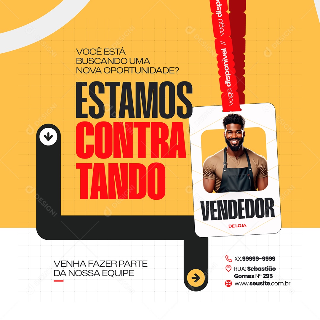 Vaga de Empregos Vendedor Social Media PSD Editável