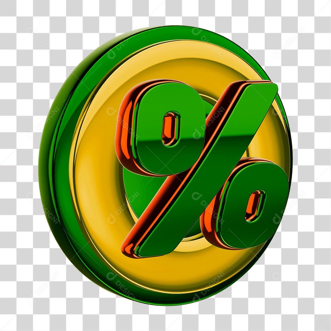 Símbolo de Porcentagem Elemento 3D para Composição PNG Transparente