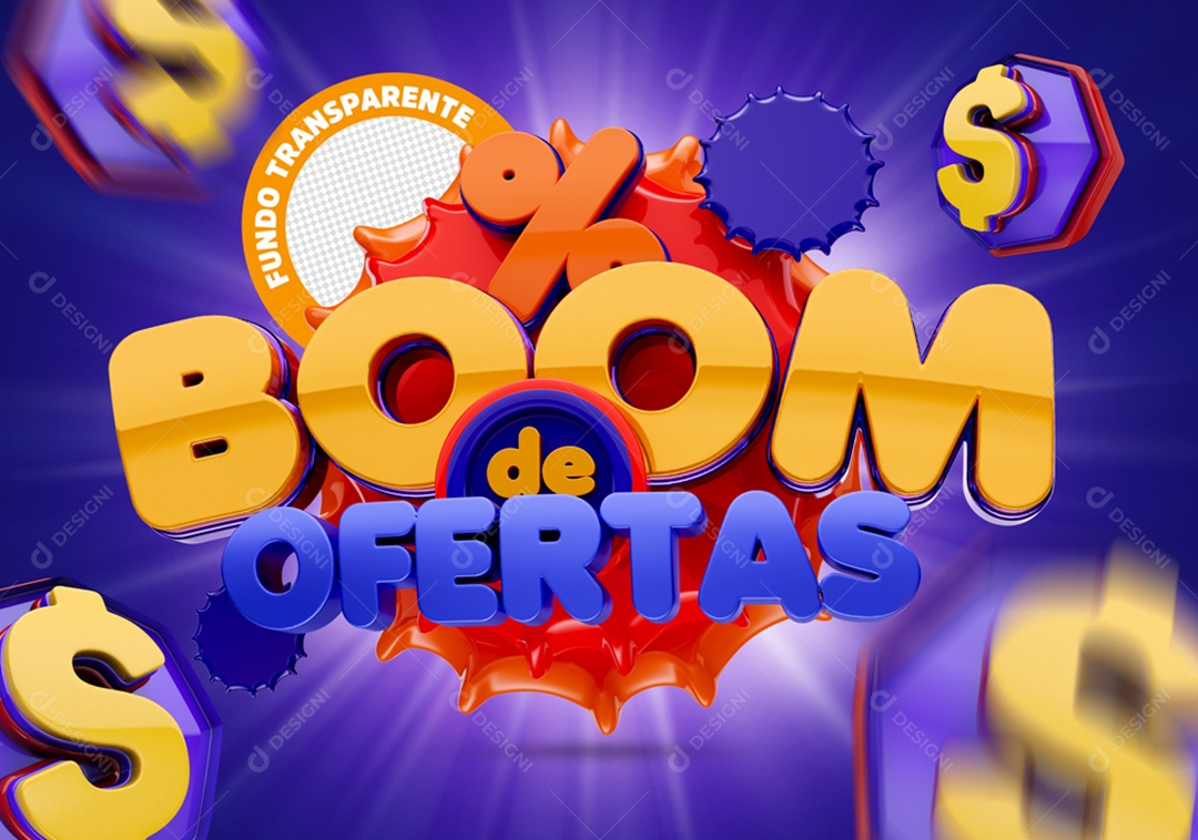 Selo 3D Boom de Ofertas Para Composição PSD