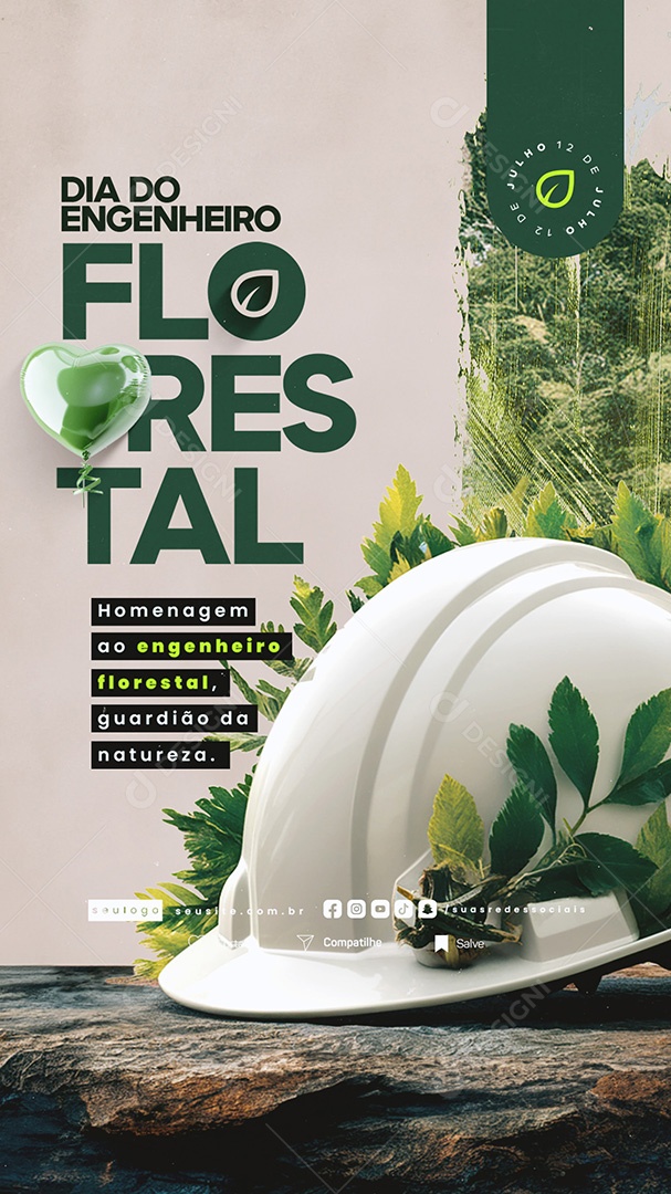 Story Dia do Engenheiro Florestal 12 de Julho Homenagem Social Media PSD Editável