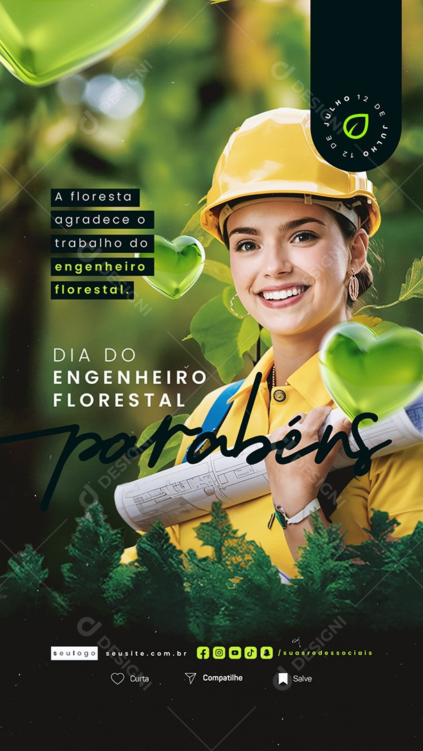 Story Dia do Engenheiro Florestal 12 de Julho a Natureza Agradece Social Media PSD Editável
