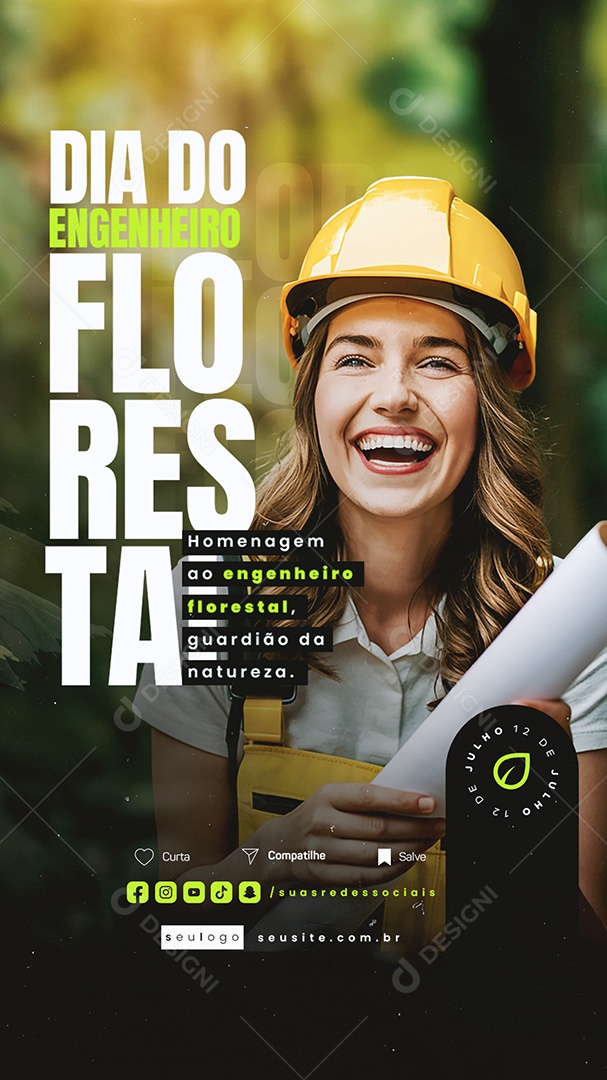 Story Dia do Engenheiro Florestal 12 de Julho Social Media PSD Editável