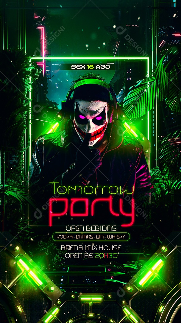 Flyer Story Tomorrow Party Artista Social Media PSD Editável