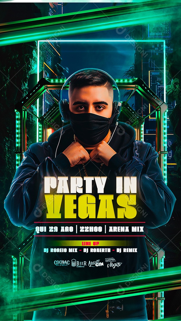 Flyer Story Party In Vegas Artista Social Media PSD Editável