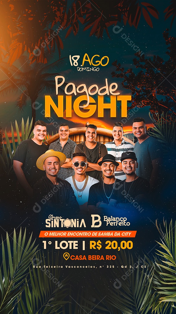 Flyer Story Pagode Night Grupo Sintomia Balanço Perfeito Social Media PSD Editável