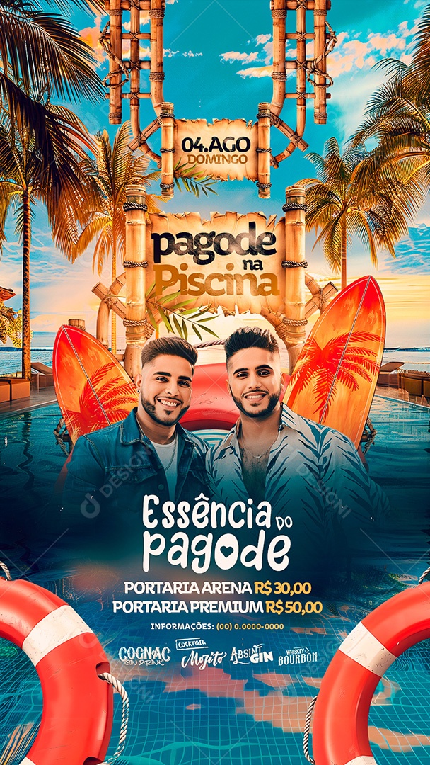 Flyer Story Pagode na Piscina Essência do Pagode  Social Media PSD Editável