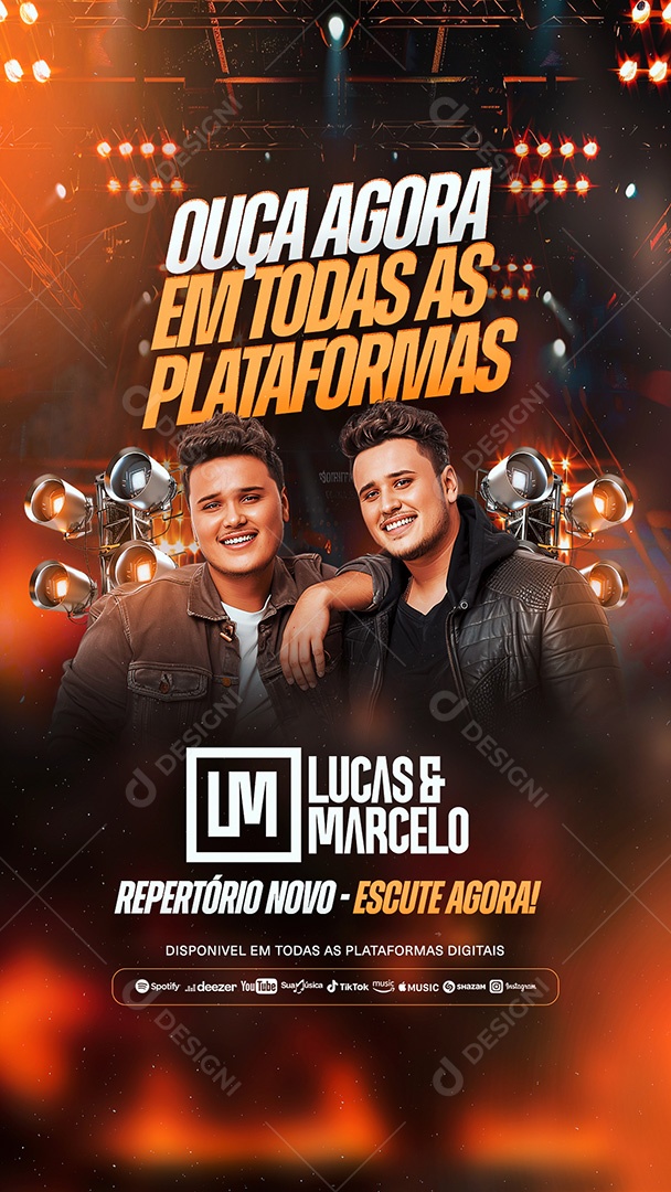 Flyer Story Ouça Agora em as Plataformas Artistas Social Media PSD Editável