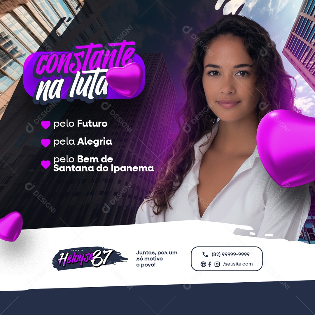 Política Constante na Luta Social Media PSD Editável