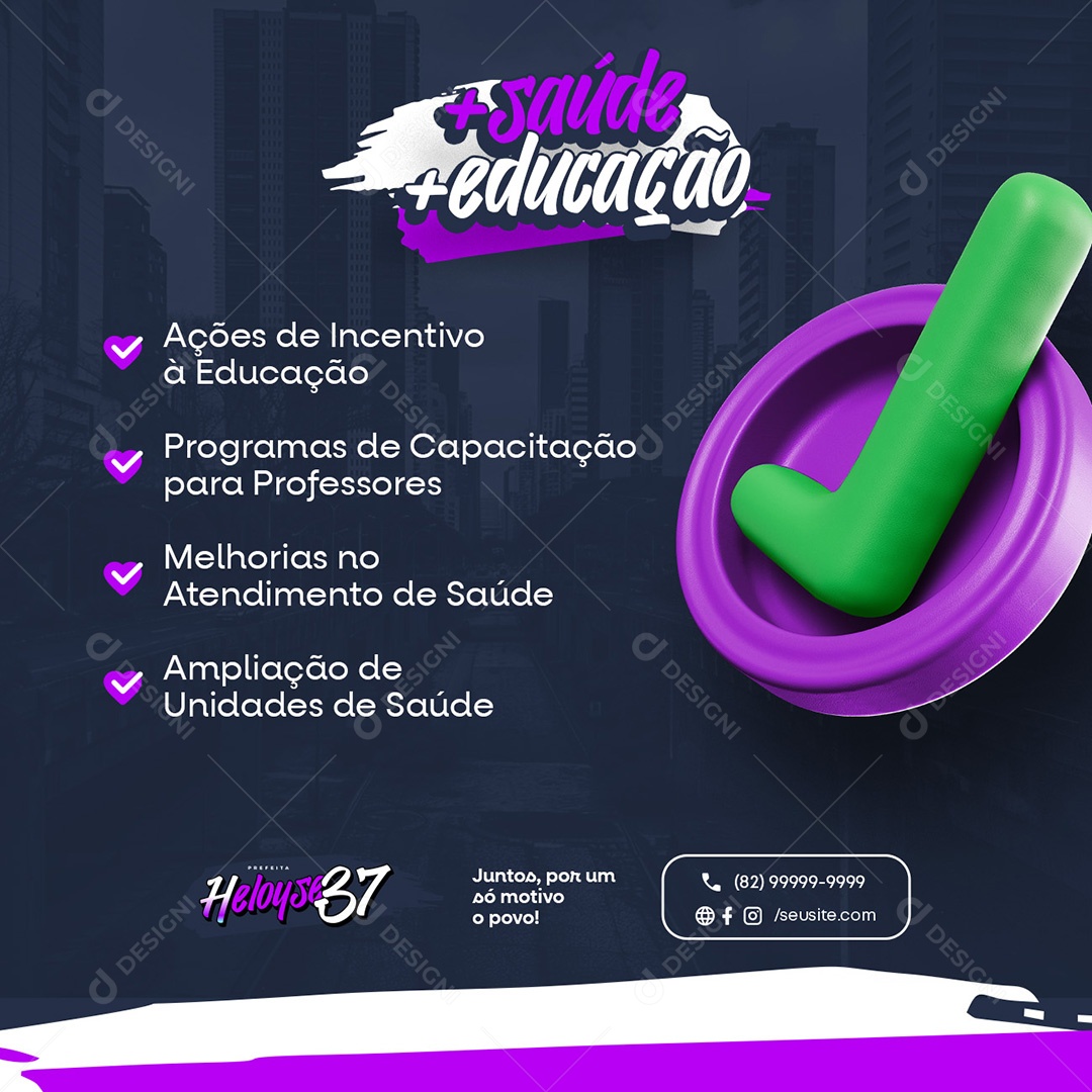 Política mais Saúde e Educação Social Media PSD Editável