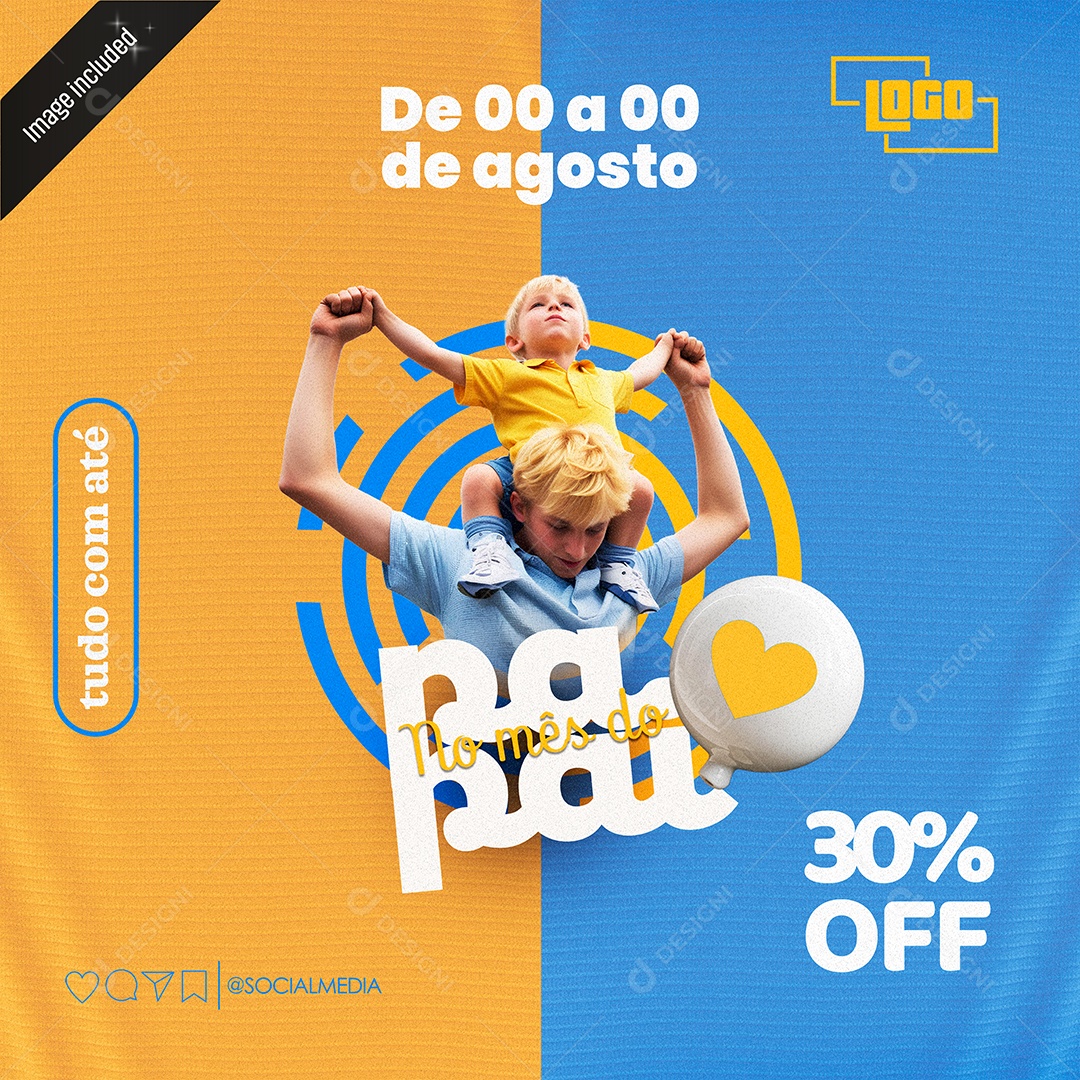 Tudo com 30% Off no Mês do Papai Social Media PSD Editável