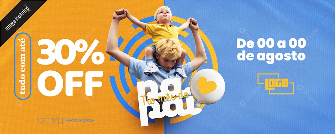 Banner Tudo com 30% Off no Mês do Papai Social Media PSD Editável