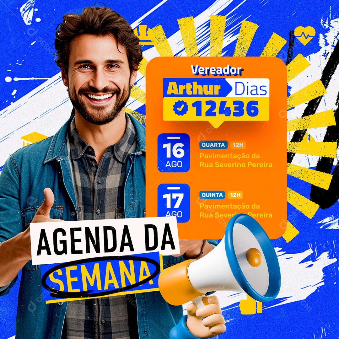 Política Agenda da Semana Social Media PSD Editável