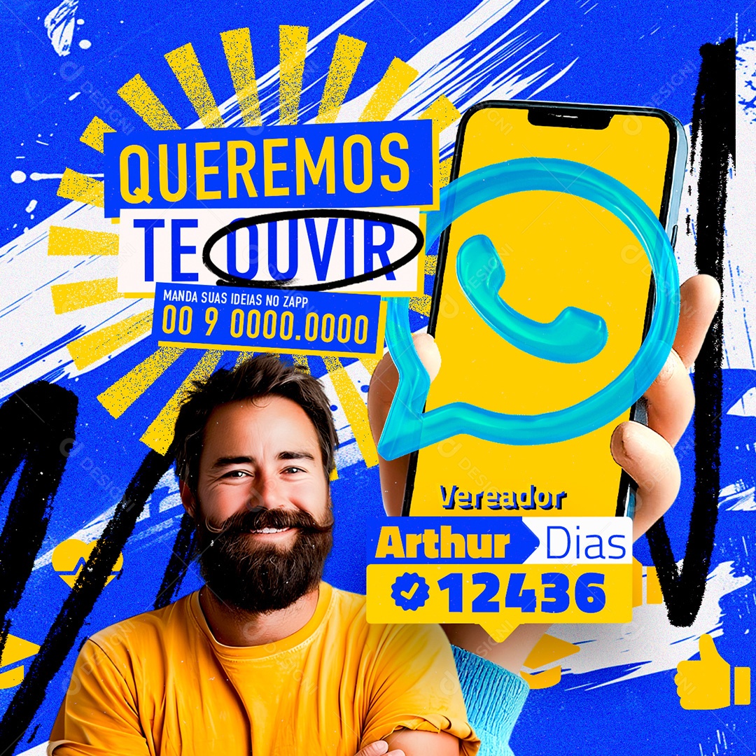 Política Queremos te Ouvir Social Media PSD Editável