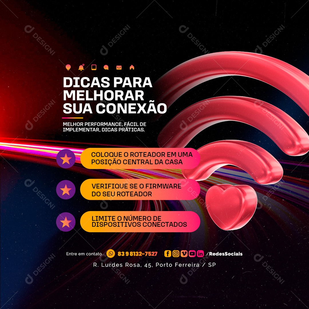 Dicas para Melhorar sua Conexão Social Media PSD Editável