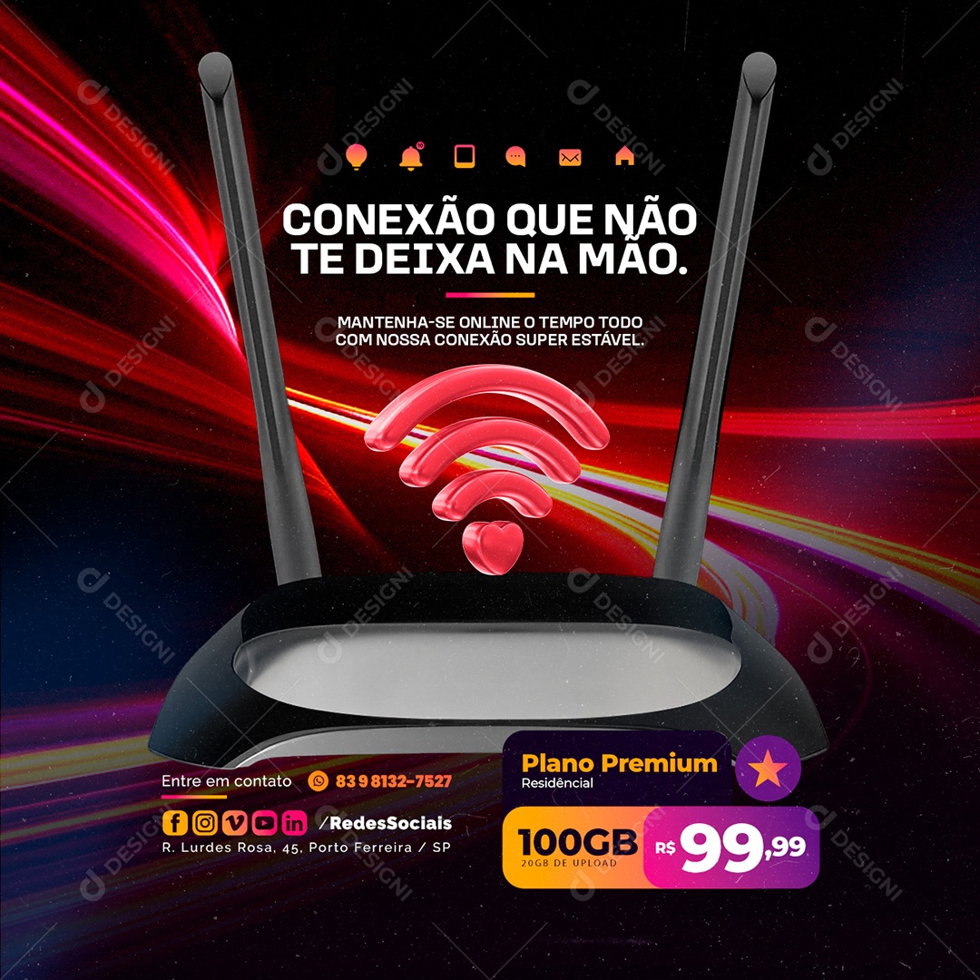 Conexão que não te Deixa na Mão Social Media PSD Editável