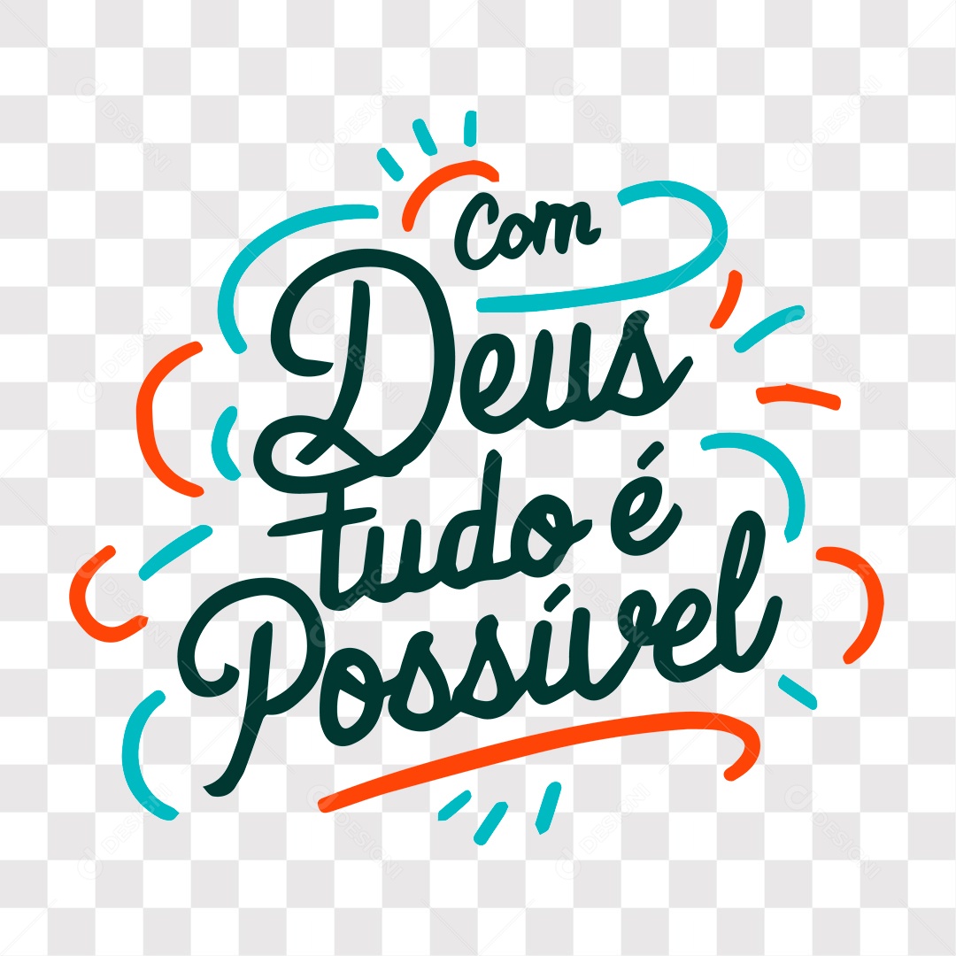 Lettering Religioso Com Deus Tudo é Possível EPS + PNG