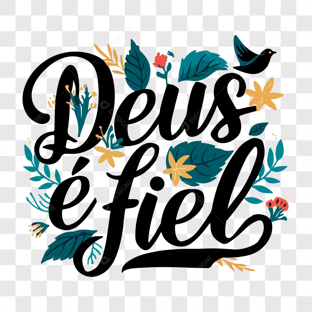 Lettering Religioso Deus é Fiel EPS + PNG