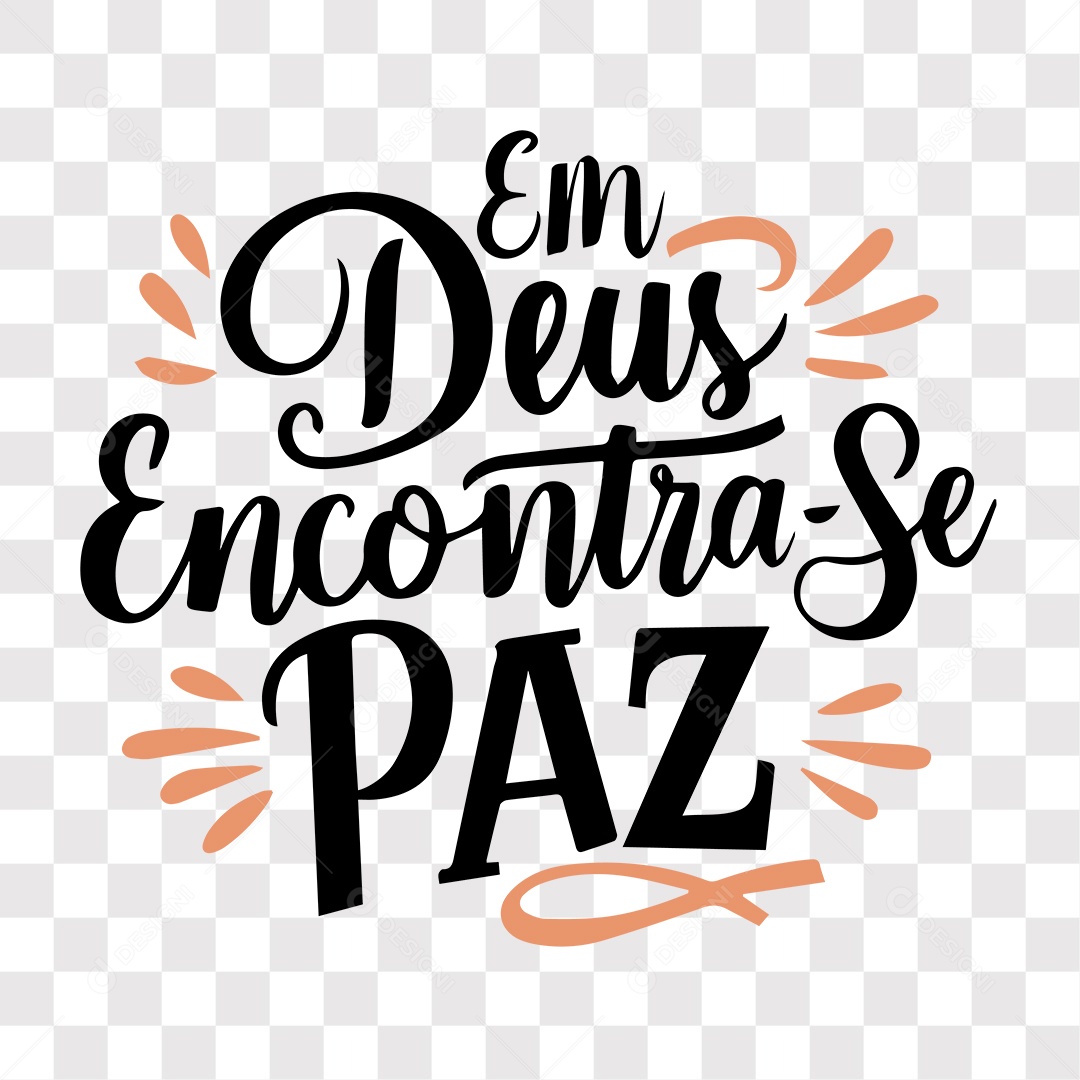 Lettering Religioso Em Deus Encontra-Se Paz EPS + PNG