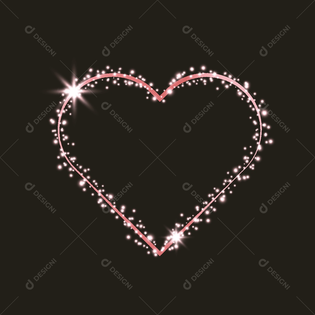 Moldura de Coração com Efeito Brilhante Vetor EPS
