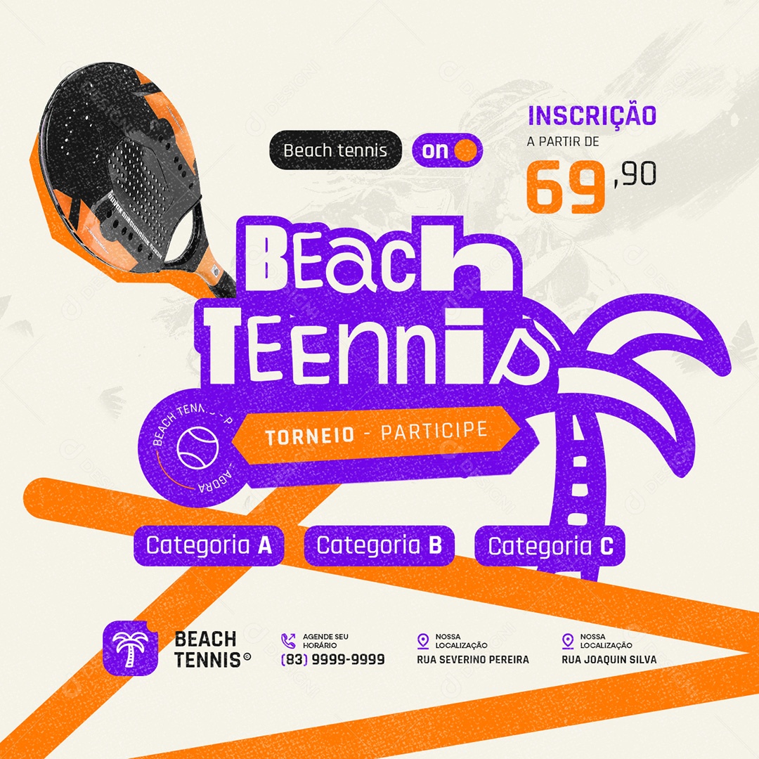 Beach Tennis Categorias Social Media PSD Editável