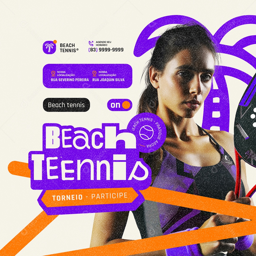 Beach Tennis Torneio Participe Social Media PSD Editável