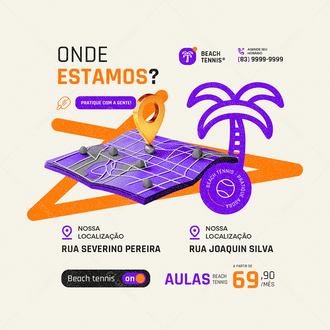 Beach Tennis Onde Estamos Social Media PSD Editável