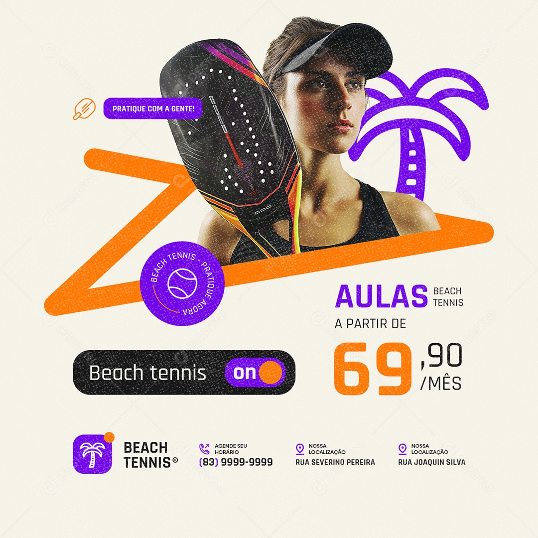 Beach Tennis Pratique Agora Social Media PSD Editável