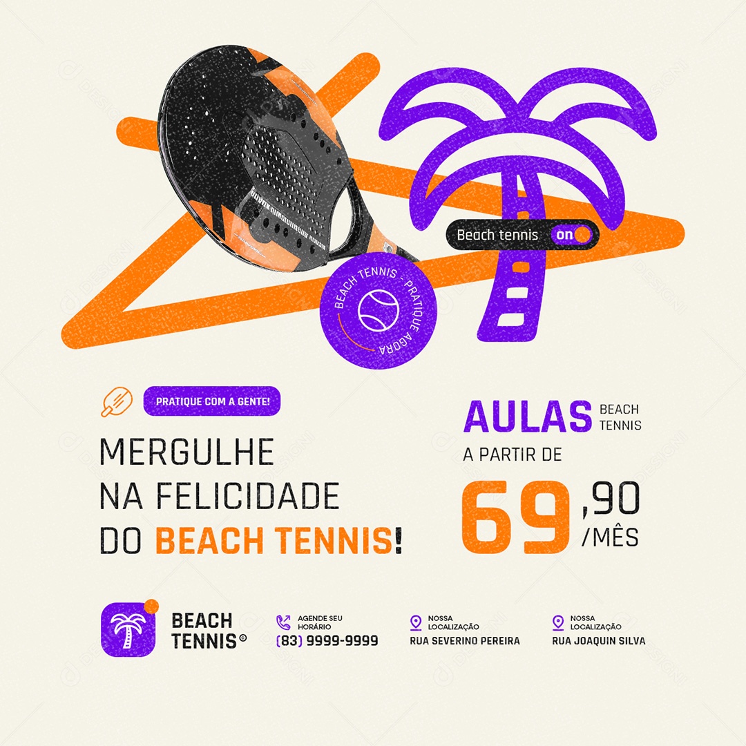 Beach Tennis Mergulhe na Felicidade Social Media PSD Editável