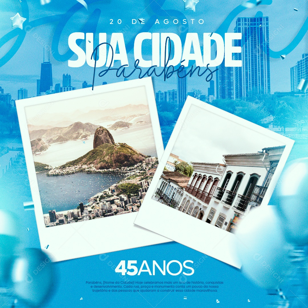 Parabéns Cidade Social Media PSD Editável