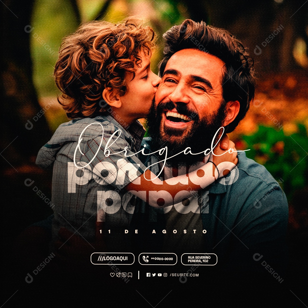 Dia Dos Pais 11 de Agosto Obrigado Social Media PSD Editável
