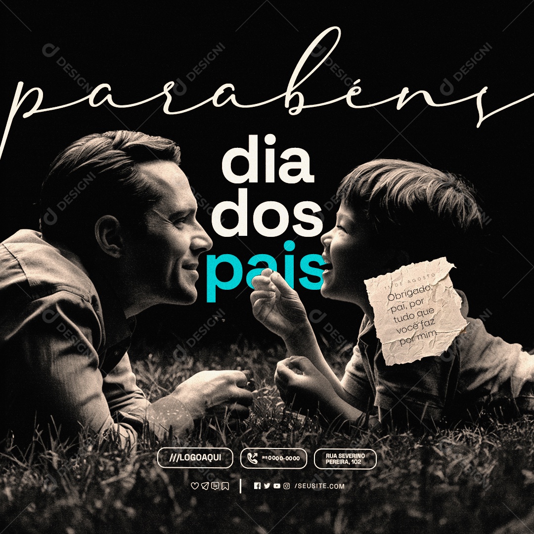 Dia Dos Pais 11 de Agosto Parabéns Social Media PSD Editável