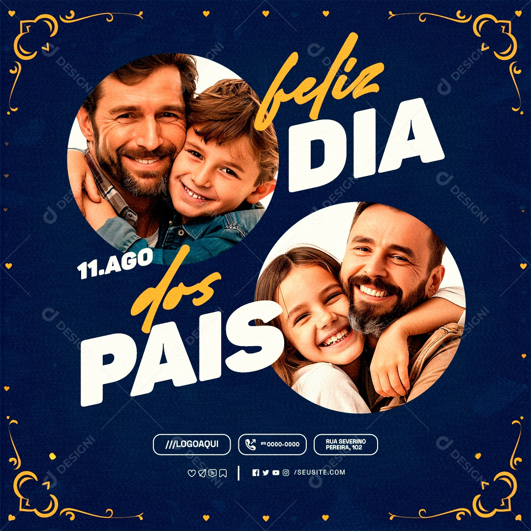 Social Media Feliz Dia Dos Pais 11 de Agosto PSD Editável