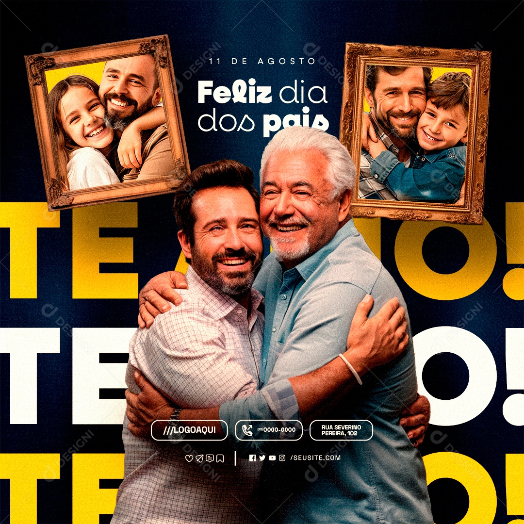 Feliz Dia Dos Pais 11 de Agosto Social Media PSD Editável