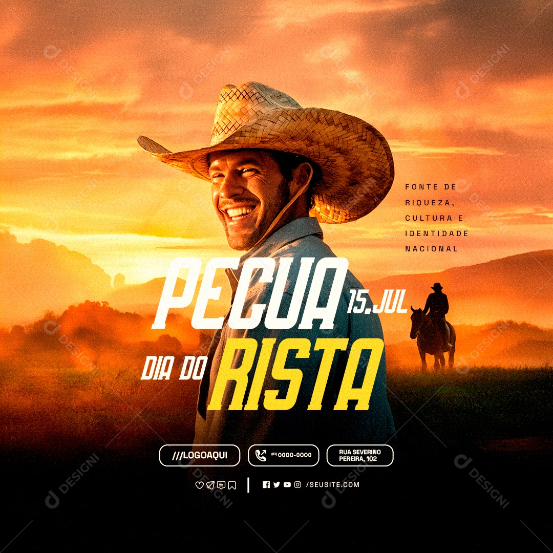 Dia do Pecuarista 15 de Julho Fonte de Riqueza Cultura e Identidade Nacional Social Media PSD Editável