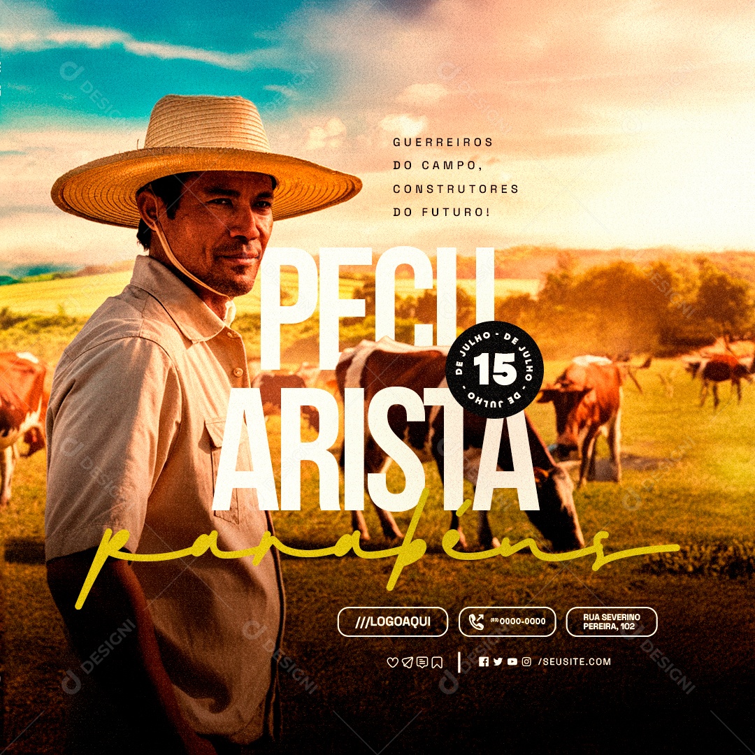Dia do Pecuarista 15 de Julho Parabéns Social Media PSD Editável