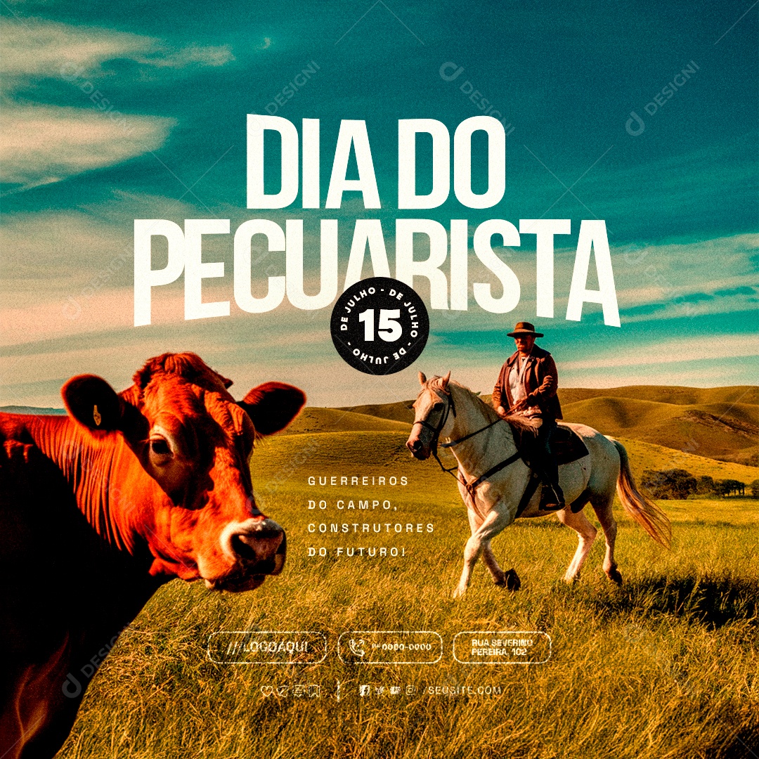 Dia do Pecuarista 15 de Julho Construtores do Futuro Social Media PSD Editável