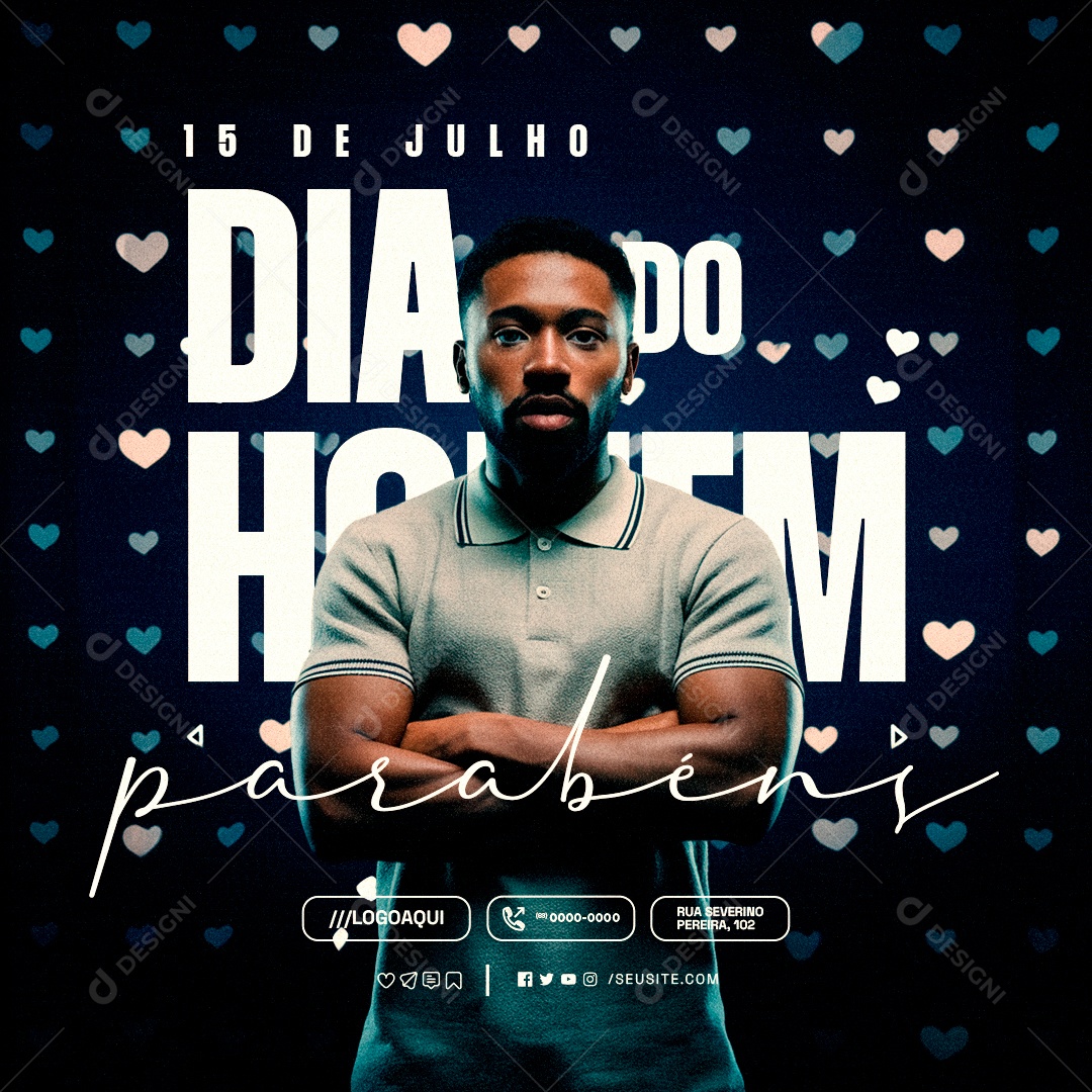Dia do Homem 15 de Julho Parabéns Social Media PSD Editável