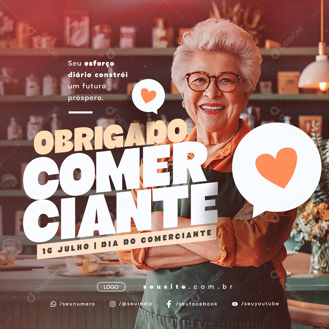 Dia do Comerciante 16 de Julho Social Media PSD Editável