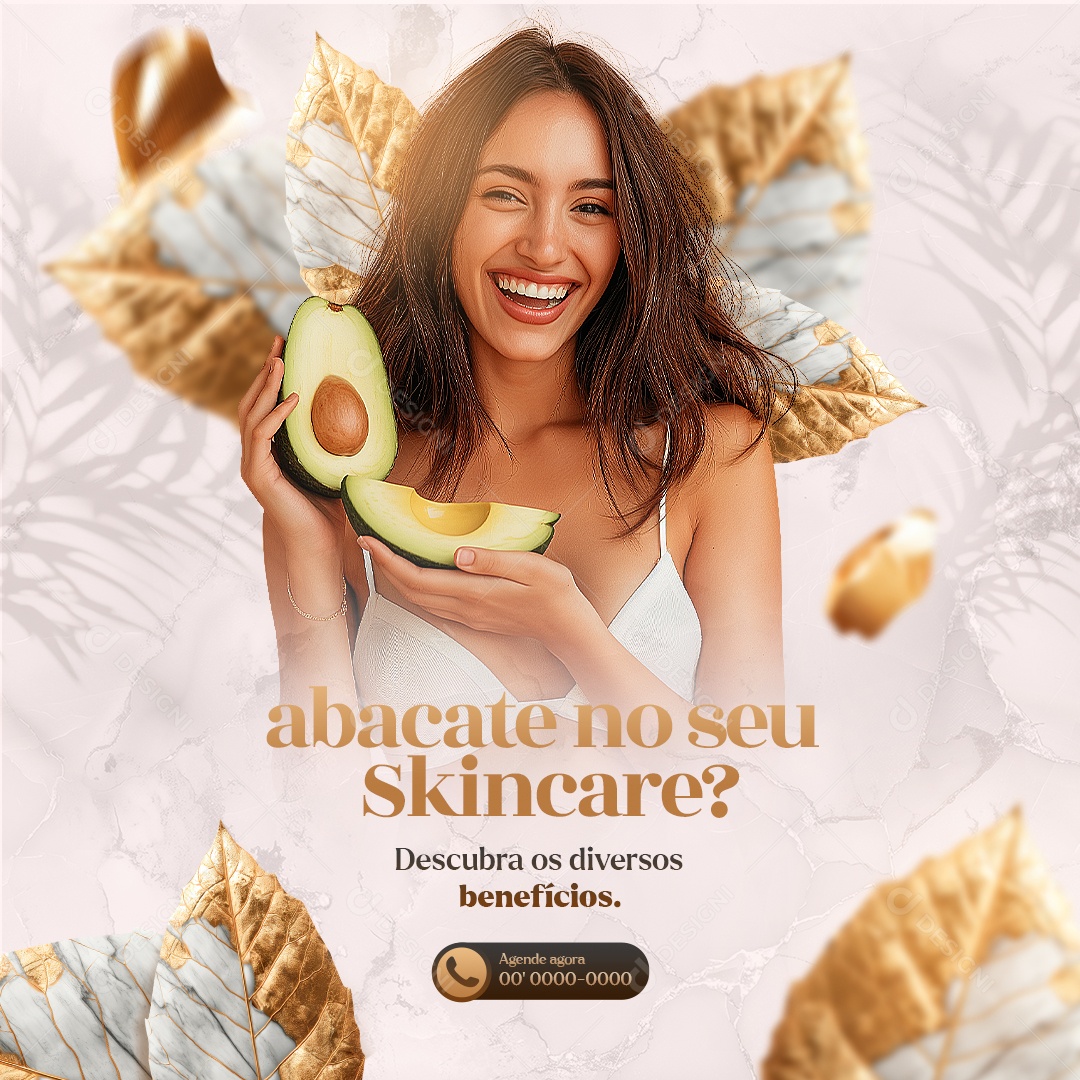 Estética Abacate no Seu Skincare Social Media PSD Editável