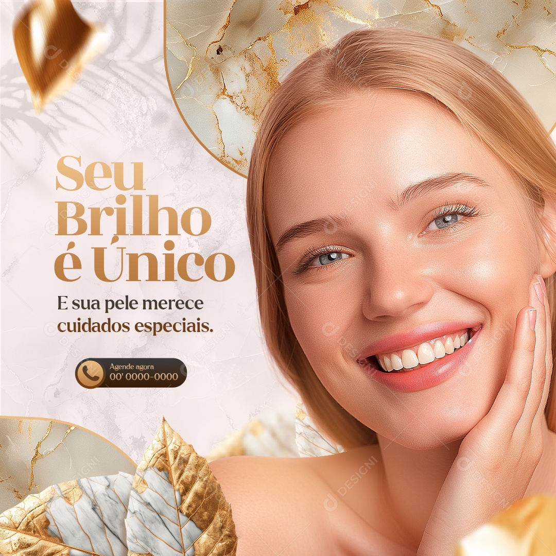 Estética Seu Brilho é Único Social Media PSD Editável