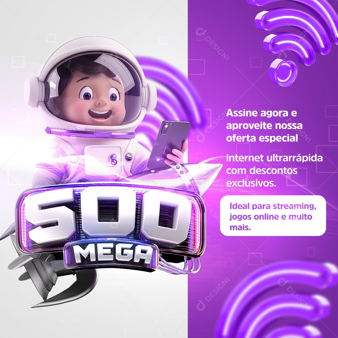 Provedor de Internet 500 Mega Assine Agora Social Media PSD Editável