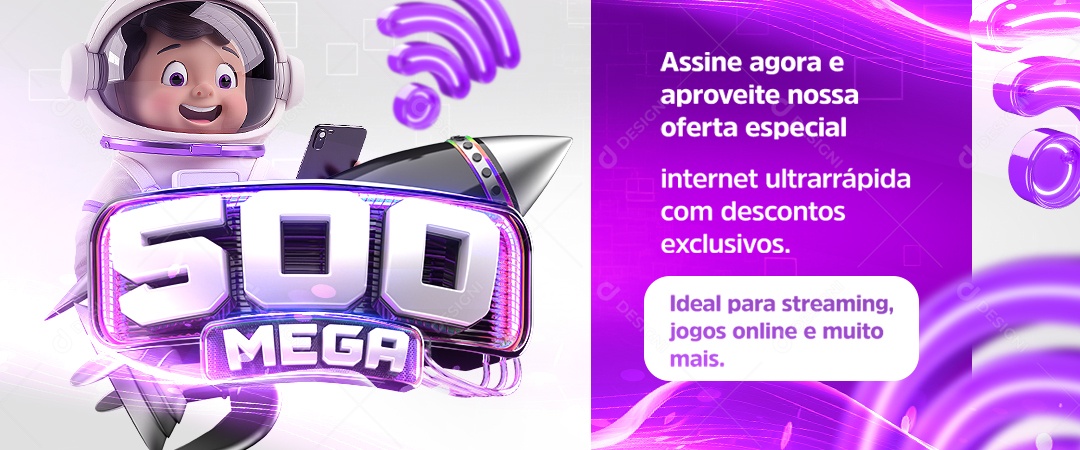 Banner Provedor de Internet 500 Mega Assine Agora Social Media PSD Editável