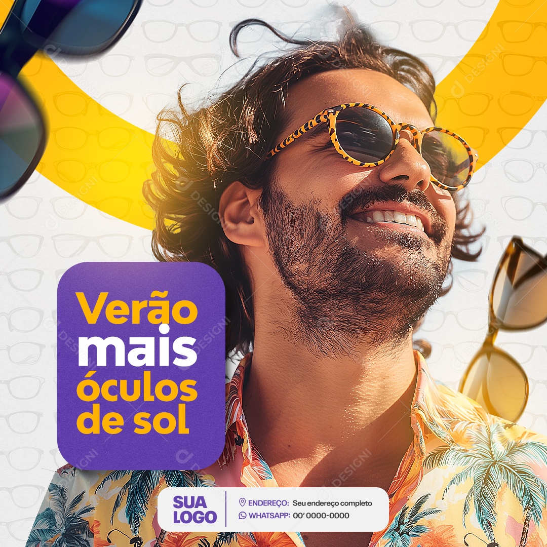 Ótica Verão Mais Óculos de Sol Social Media PSD Editável