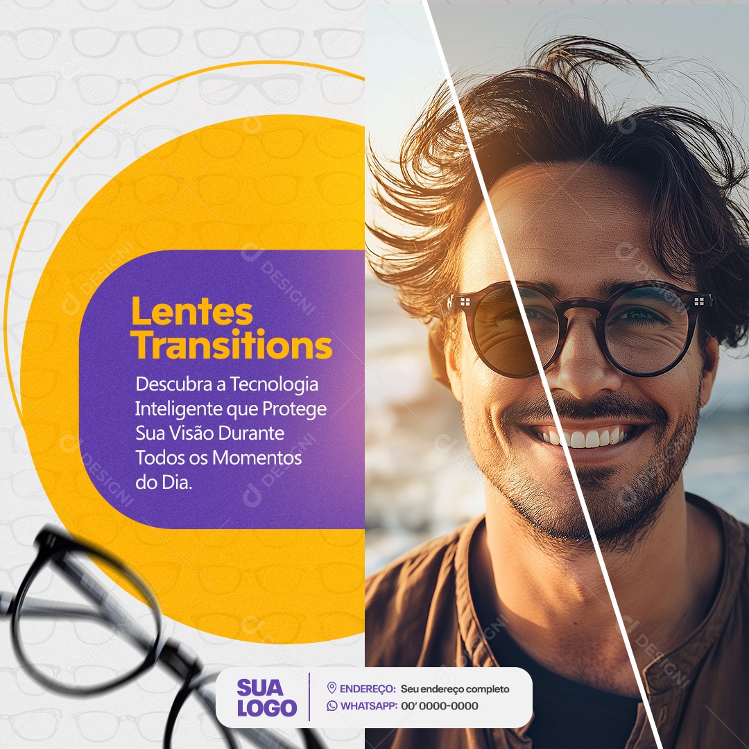 Ótica Lentes Transitions Social Media PSD Editável