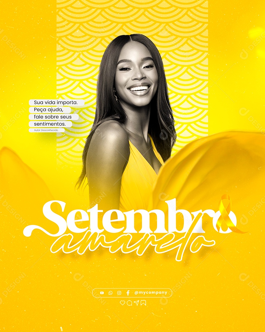Setembro Amarelo sua Vida Importa Peça Ajuda Fale Sobre  seus Sentimentos Social Media PSD Editavel