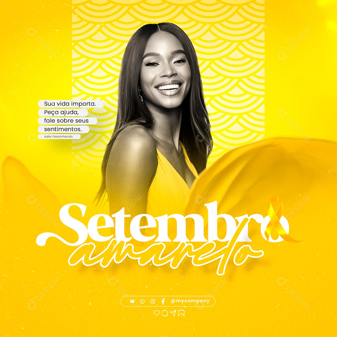 Feed Setembro Amarelo sua Vida Importa Peça Ajuda Fale Sobre  seus Sentimentos Social Media PSD Editavel