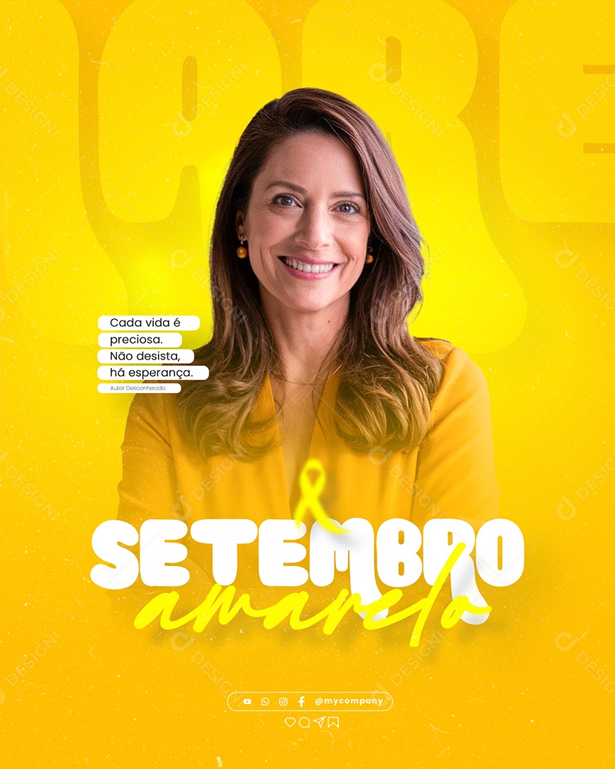Setembro Amarelo Cada Vida é Preciosa Social Mídia PSD Editável