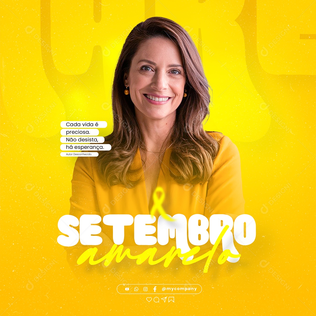 Feed Setembro Amarelo Cada Vida é Preciosa Social Mídia PSD Editável