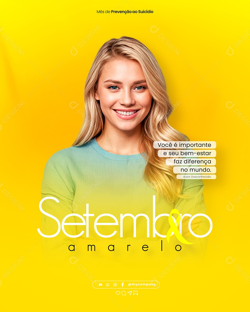 Setembro Amarelo Mês de Prevenção ao Suicídio Social Media Flyer PSD Editável